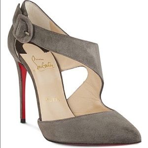 Christian Louboutin Gray Sharpeta 100 Suede Pumps
